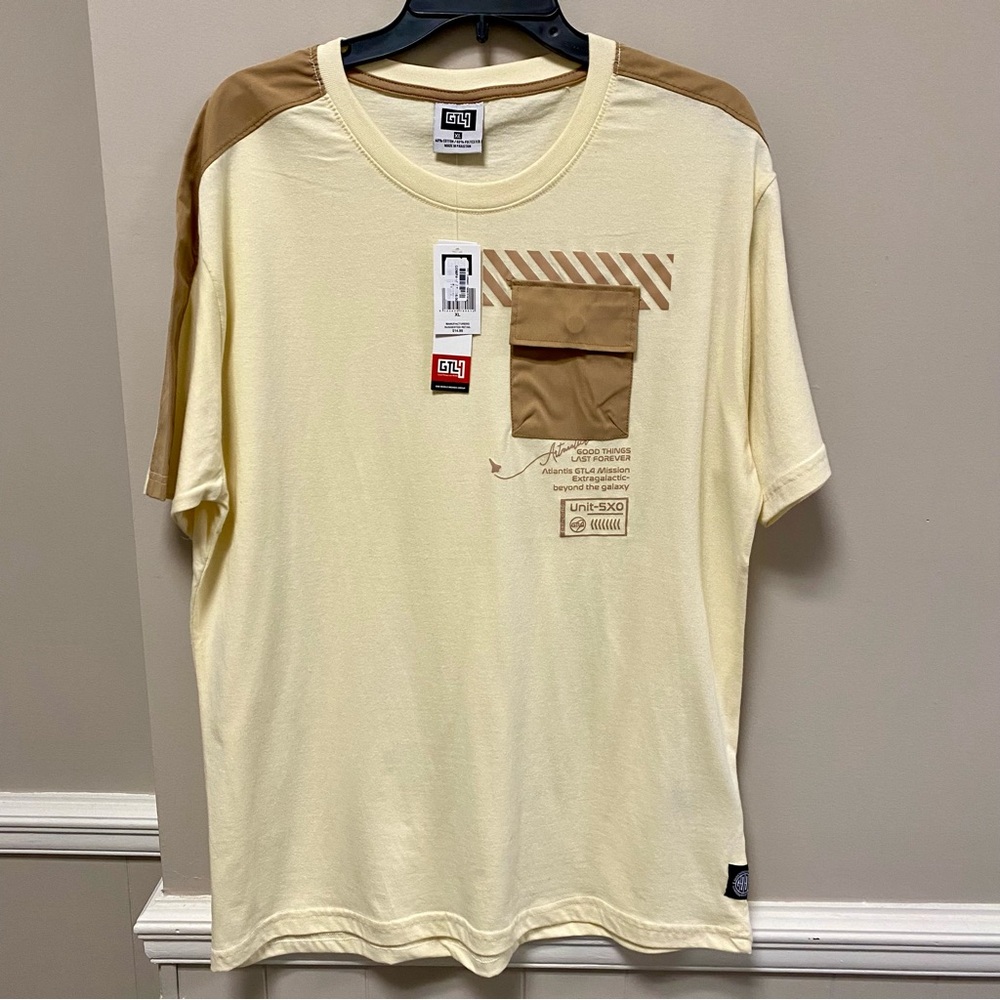 GTL4 Good Things Last Forever Sz XL T Shirt Beige & Tan NWT Atlantis Mission